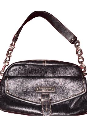 Etienne Aigner Black Pebble Leather Shoulder Bag with Chain Strap